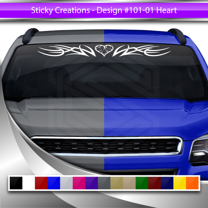 #101 HEART Decal Sticker Windshield Window Vinyl Graphic Banner Decoration Tribal Accent Design 36"x4.25"+
