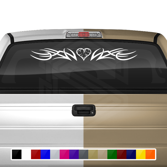 #101 HEART Decal Sticker Windshield Window Vinyl Graphic Banner Decoration Tribal Accent Design 36"x4.25"+
