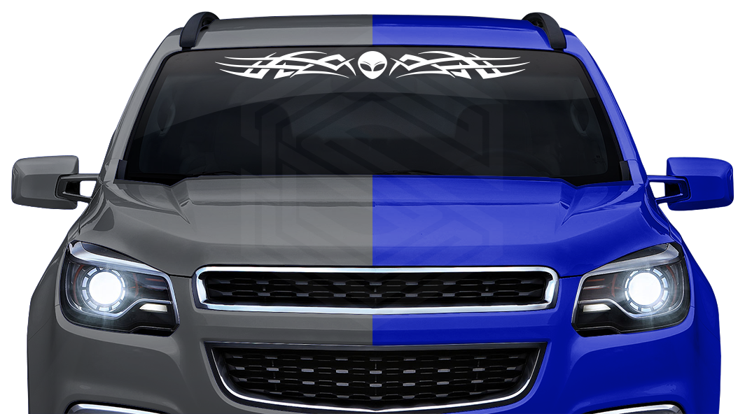 #102 ALIEN Head Decal Sticker Windshield Window Vinyl Graphic Banner Tribal Accent Design 36"x4.25"+
