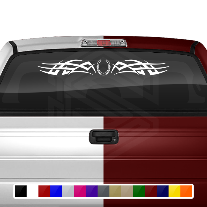 #102 HORSESHOE Decal Sticker Windshield Window Vinyl Graphic Banner Decoration Tribal Decor Design 36"x4.25"+