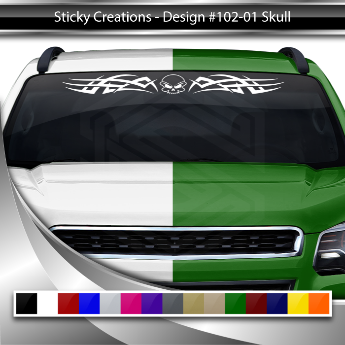 #102 SKULL Decal Sticker Windshield Window Vinyl Graphic Banner Decoration Tribal Accent Design 36"x4.25"+