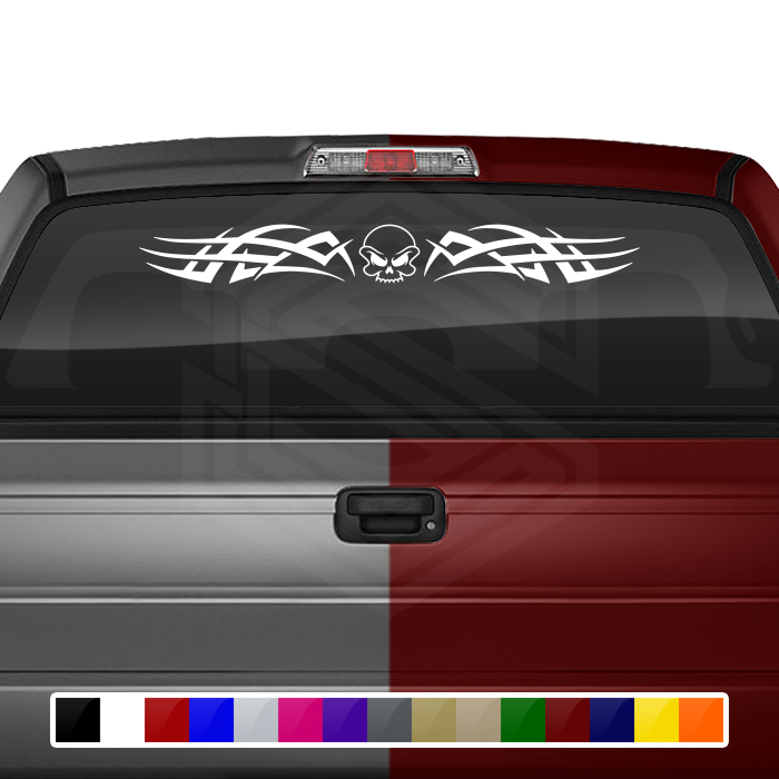 #102 SKULL Decal Sticker Windshield Window Vinyl Graphic Banner Decoration Tribal Accent Design 36"x4.25"+