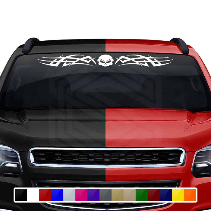 #102 SKULL Decal Sticker Windshield Window Vinyl Graphic Banner Decoration Tribal Accent Design 36"x4.25"+