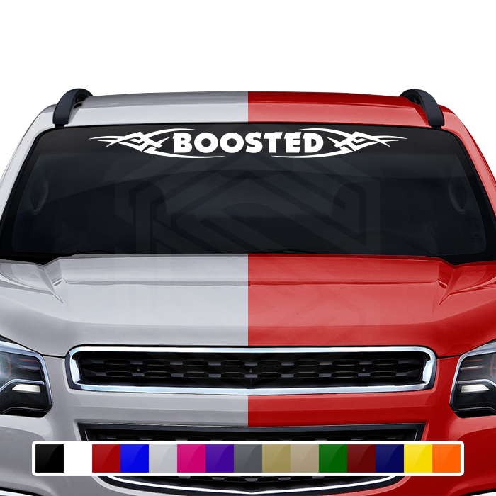 #106 BOOSTED Decal Sticker Windshield Window Vinyl Graphic Banner Decoration Tribal Accent Design 36"x4.25"+