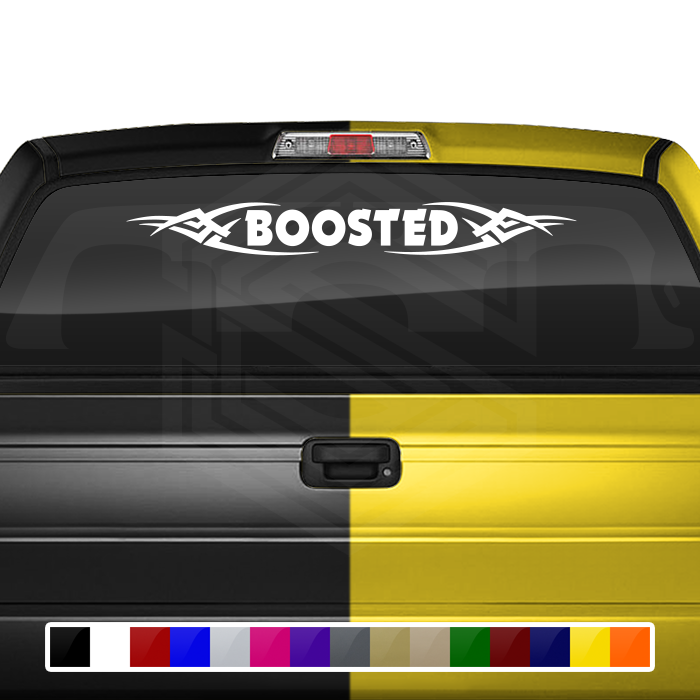 #106 BOOSTED Decal Sticker Windshield Window Vinyl Graphic Banner Decoration Tribal Accent Design 36"x4.25"+