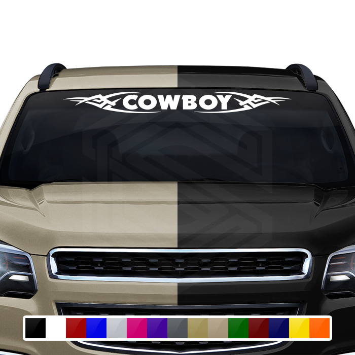 #106 COWBOY Decal Sticker Windshield Window Vinyl Graphic Banner Decoration Tribal Accent Design 36"x4.25"+