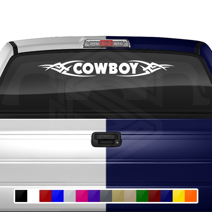 #106 COWBOY Decal Sticker Windshield Window Vinyl Graphic Banner Decoration Tribal Accent Design 36"x4.25"+