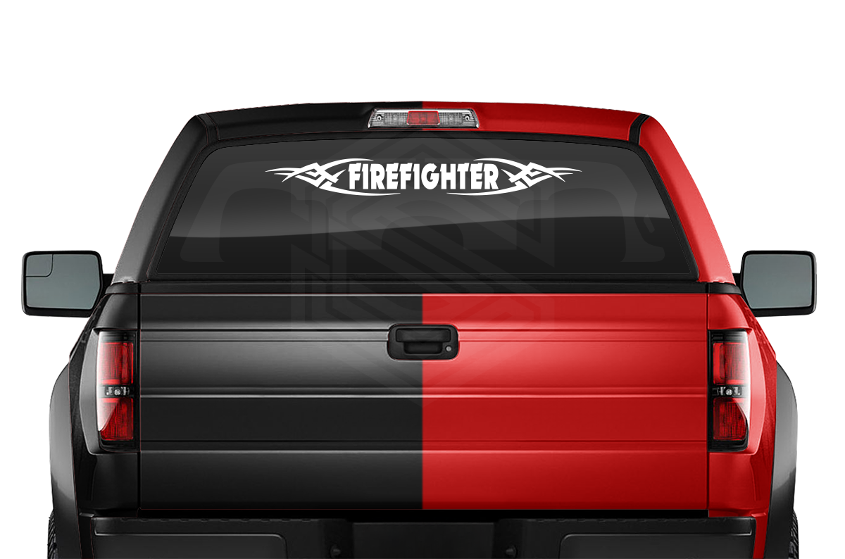 #106 FIREFIGHTER Decal Sticker Windshield Window Vinyl Graphic Banner Decoration Tribal Decor Design 36"x4.25"+