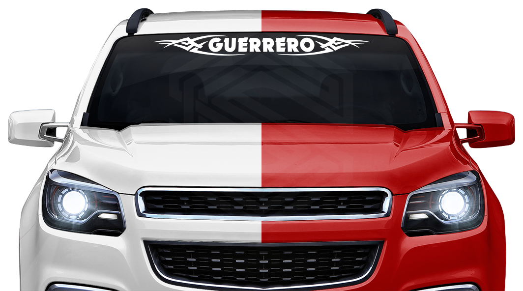 #106 GUERRERO GRO Mexico Decal Sticker Windshield Window Vinyl Graphic Banner Decoration Tribal Flame Design 36"x4.25"+