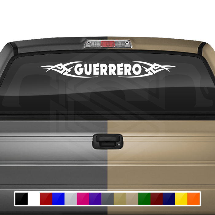 #106 GUERRERO GRO Mexico Decal Sticker Windshield Window Vinyl Graphic Banner Decoration Tribal Flame Design 36"x4.25"+