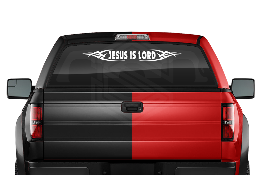#106 JESUS IS LORD Decal Sticker Windshield Window Vinyl Graphic Banner Decoration Tribal Accent Design 36"x4.25"+