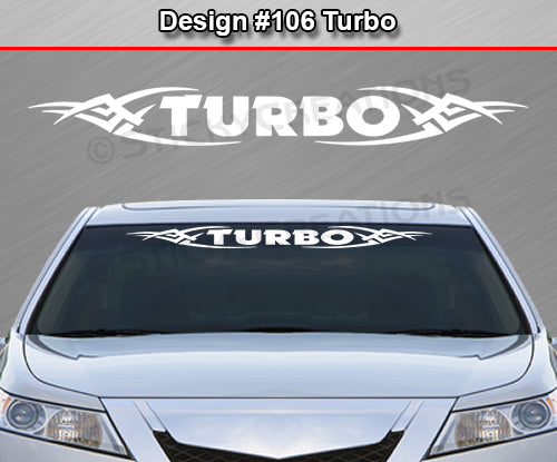 #106 TURBO Decal Sticker Windshield Window Vinyl Graphic Banner Decoration Tribal Accent Design 36"x4.25"+
