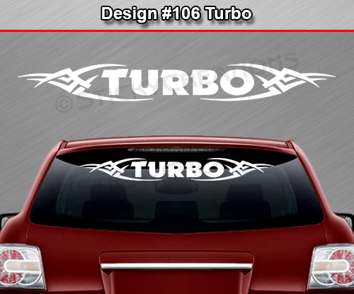 #106 TURBO Decal Sticker Windshield Window Vinyl Graphic Banner Decoration Tribal Accent Design 36"x4.25"+