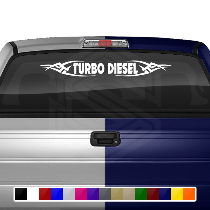 #106 TURBO DIESEL Decal Sticker Windshield Window Vinyl Graphic Banner Decoration Tribal Accent Design 36"x4.25"+