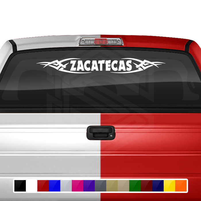 #106 ZACATECAS ZAC Mexico Decal Sticker Windshield Window Vinyl Graphic Banner Decoration Tribal Accent Design 36"x4.25"+