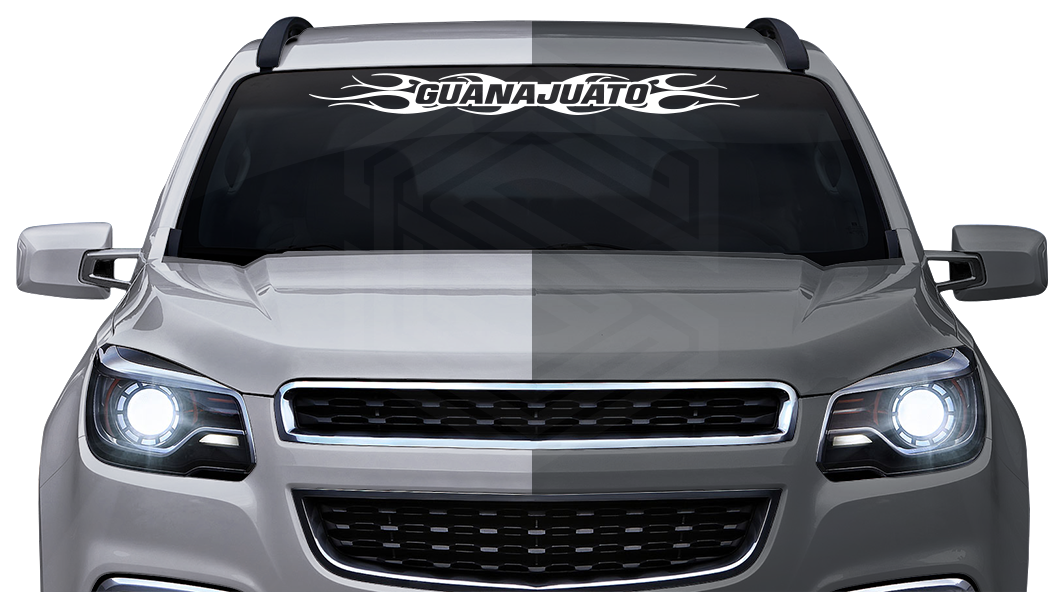 #108 GUANAJUATO GTO Mexico Decal Sticker Windshield Window Vinyl Graphic Banner Decoration Tribal Flame Design 36"x4.25"+