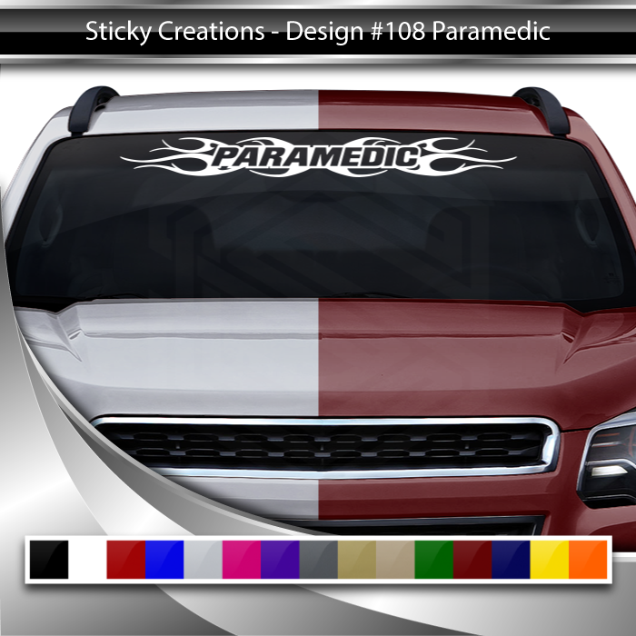 #108 PARAMEDIC Decal Sticker Windshield Window Vinyl Graphic Banner Decoration Tribal Flame Design 36"x4.25"+
