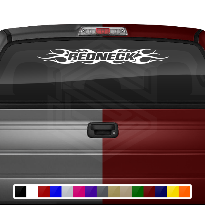 #108 REDNECK Decal Sticker Windshield Window Vinyl Graphic Banner Decoration Tribal Flame Design 36"x4.25"+