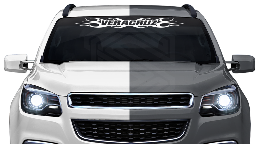 #108 VERACRUZ VER Mexico Decal Sticker Windshield Window Vinyl Graphic Banner Decoration Tribal Flame Design 36"x4.25"+
