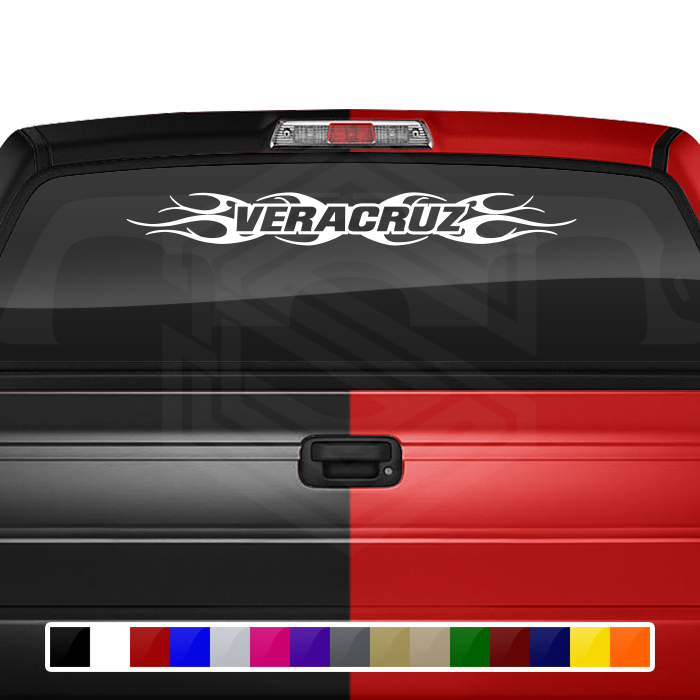 #108 VERACRUZ VER Mexico Decal Sticker Windshield Window Vinyl Graphic Banner Decoration Tribal Flame Design 36"x4.25"+