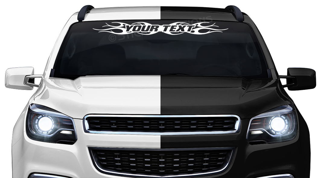 #108 Custom Text Personalized Decal Sticker Windshield Window Vinyl Graphic Banner Decoration Tribal Flame Design 36"x4.25"+