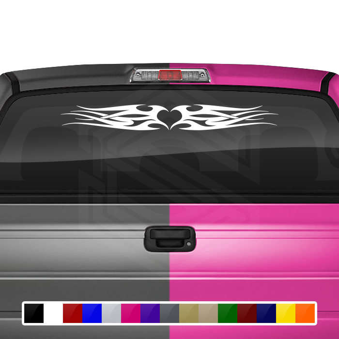 Design #109 Tribal Flame Heart Decal Sticker Windshield Window Vinyl Graphic Banner Decoration 36"x4.25"+