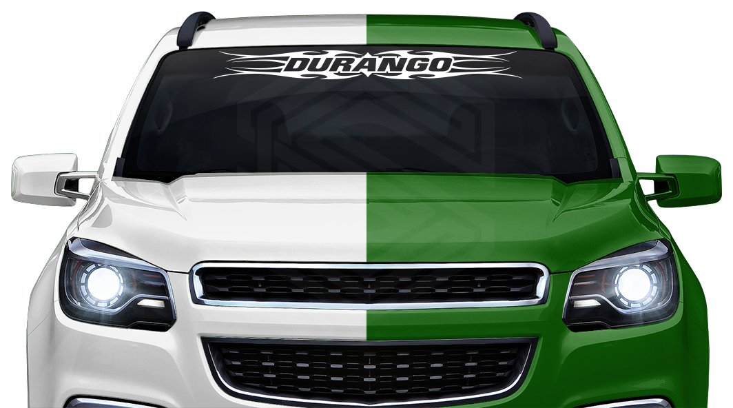 #113 DURANGO DGO Mexico Decal Sticker Windshield Window Vinyl Graphic Banner Decoration Tribal Flame Design 36"x4.25"+