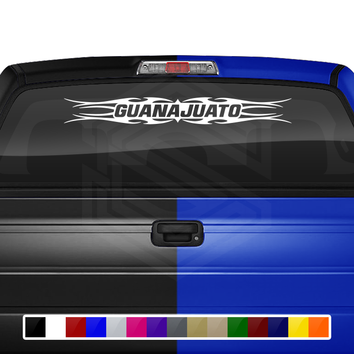 #113 GUANAJUATO GTO Mexico Decal Sticker Windshield Window Vinyl Graphic Banner Decoration Tribal Flame Design 36"x4.25"+