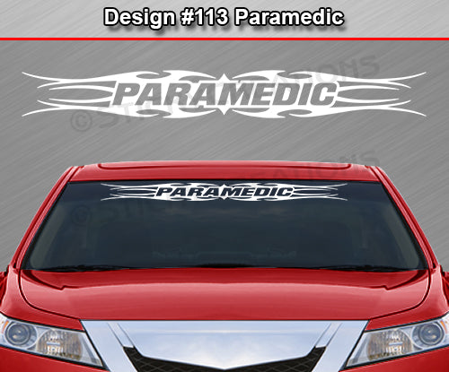 #113 PARAMEDIC Decal Sticker Windshield Window Vinyl Graphic Banner Decoration Tribal Flame Design 36"x4.25"+