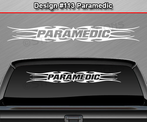 #113 PARAMEDIC Decal Sticker Windshield Window Vinyl Graphic Banner Decoration Tribal Flame Design 36"x4.25"+