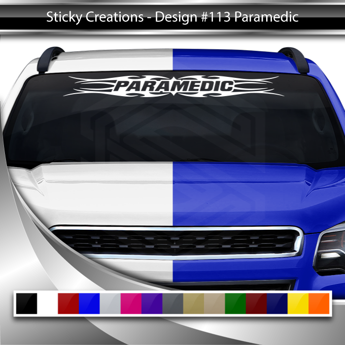 #113 PARAMEDIC Decal Sticker Windshield Window Vinyl Graphic Banner Decoration Tribal Flame Design 36"x4.25"+