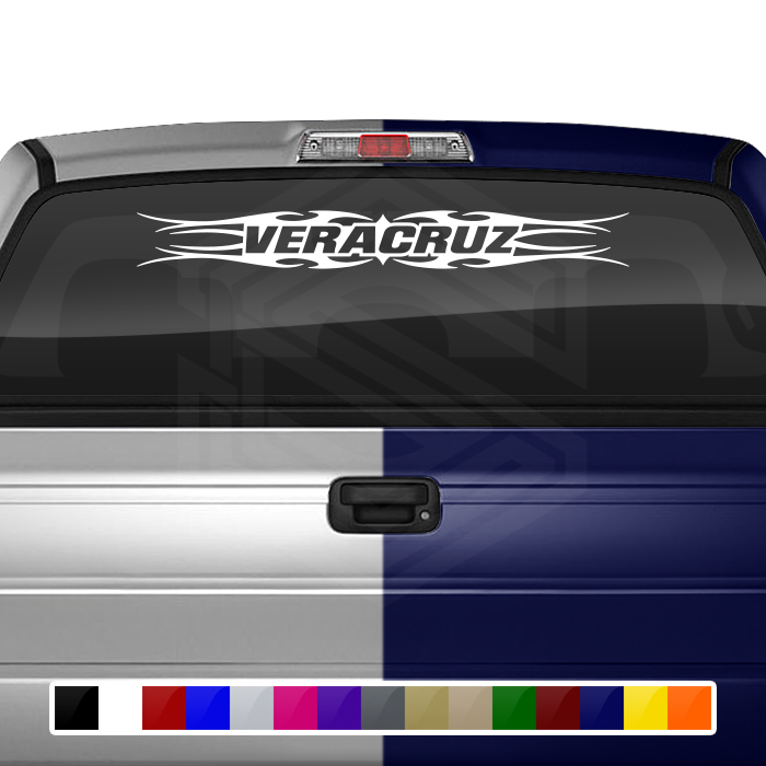 #113 VERACRUZ VER Mexico Decal Sticker Windshield Window Vinyl Graphic Banner Decoration Tribal Flame Design 36"x4.25"+