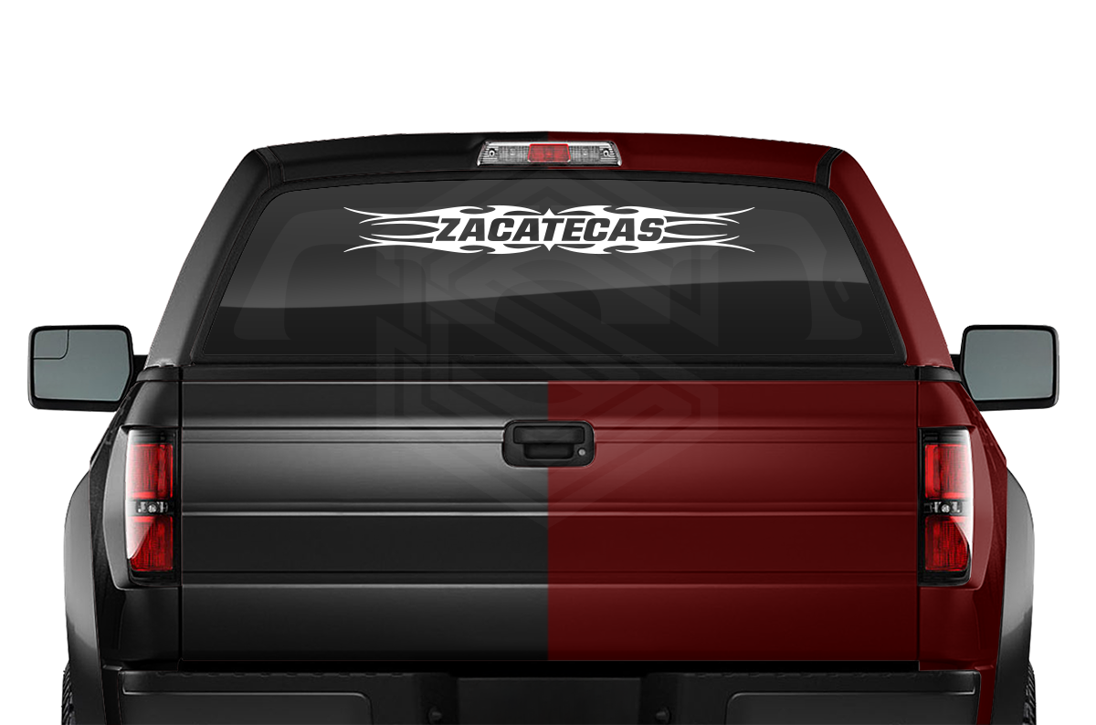 #113 ZACATECAS ZAC Mexico Decal Sticker Windshield Window Vinyl Graphic Banner Decoration Tribal Flame Design 36"x4.25"+