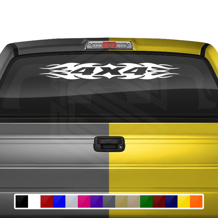 #114 4x4 Decal Sticker Windshield Window Vinyl Graphic Banner Decoration Tribal Flame Design 36"x4.25"+