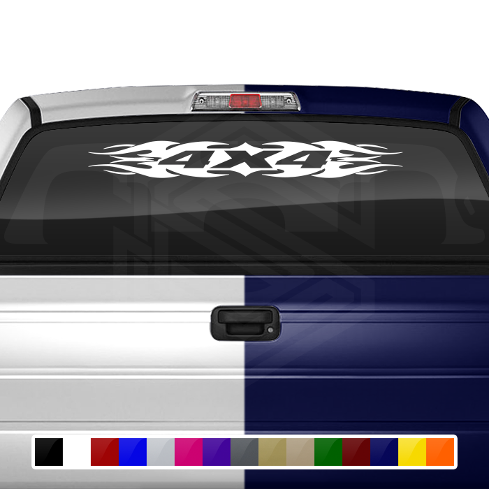 #114 4x4 Decal Sticker Windshield Window Vinyl Graphic Banner Decoration Tribal Flame Design 36"x4.25"+