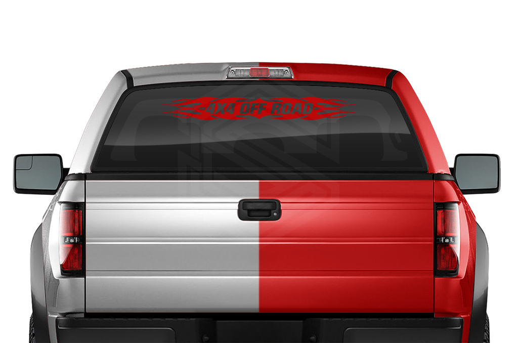 Calcomanía n.° 114 para todoterreno 4x4, para parabrisas y ventana, diseño de llama tribal, 36" x 4,25" o más