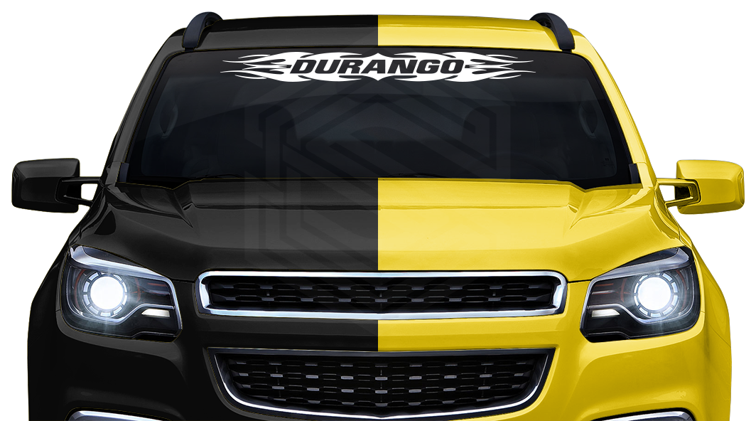 #114 DURANGO DGO Mexico Decal Sticker Windshield Window Vinyl Graphic Banner Decoration Tribal Flame Design 36"x4.25"+