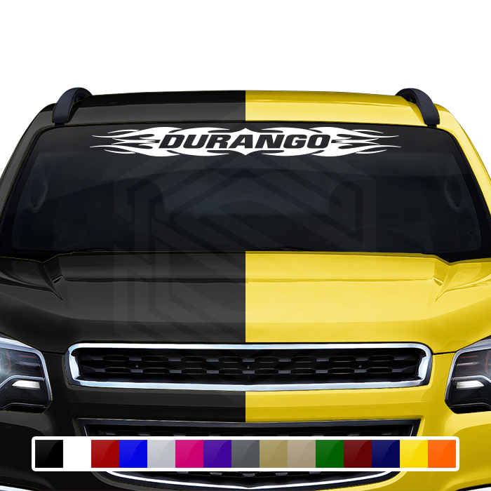 #114 DURANGO DGO Mexico Decal Sticker Windshield Window Vinyl Graphic Banner Decoration Tribal Flame Design 36"x4.25"+