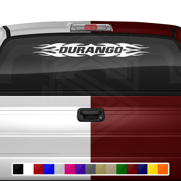#114 DURANGO DGO Mexico Decal Sticker Windshield Window Vinyl Graphic Banner Decoration Tribal Flame Design 36"x4.25"+