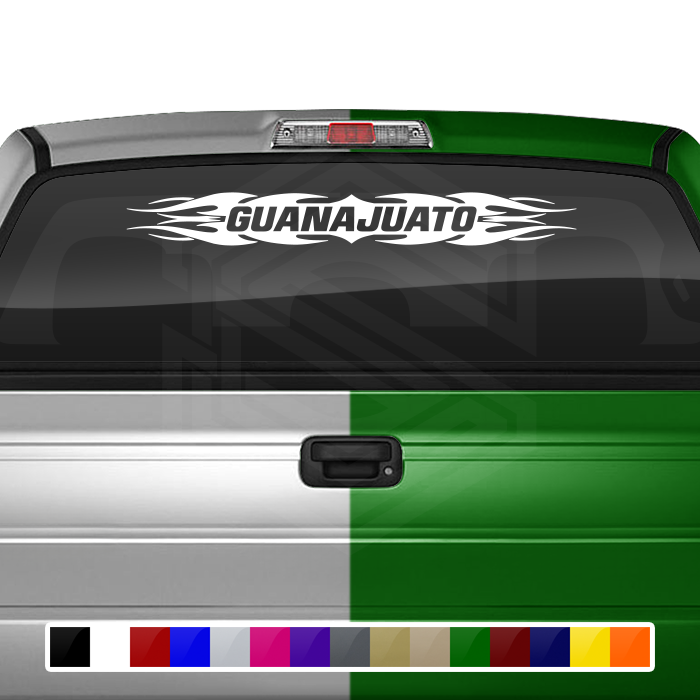 #114 GUANAJUATO GTO Mexico Decal Sticker Windshield Window Vinyl Graphic Banner Decoration Tribal Flame Design 36"x4.25"+
