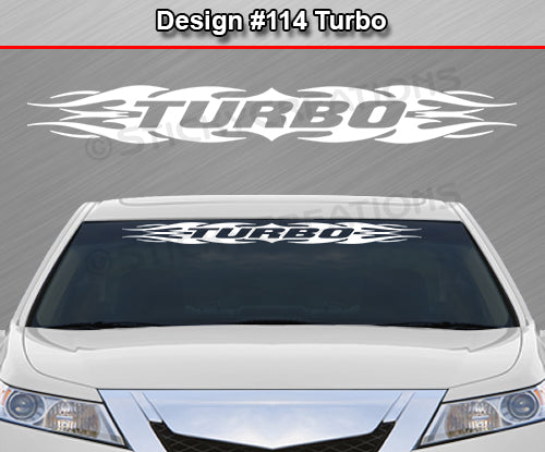 #114 TURBO Decal Sticker Windshield Window Vinyl Graphic Banner Decoration Tribal Flame Design 36"x4.25"+