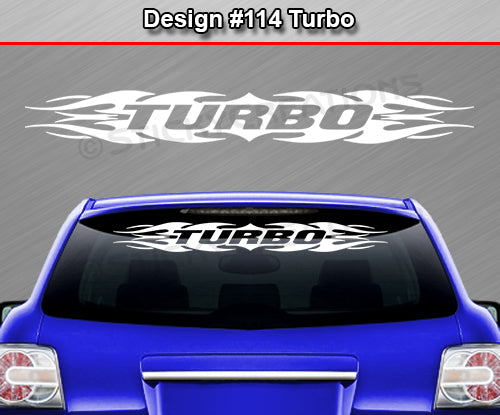 #114 TURBO Decal Sticker Windshield Window Vinyl Graphic Banner Decoration Tribal Flame Design 36"x4.25"+