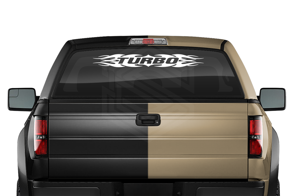#114 TURBO Decal Sticker Windshield Window Vinyl Graphic Banner Decoration Tribal Flame Design 36"x4.25"+