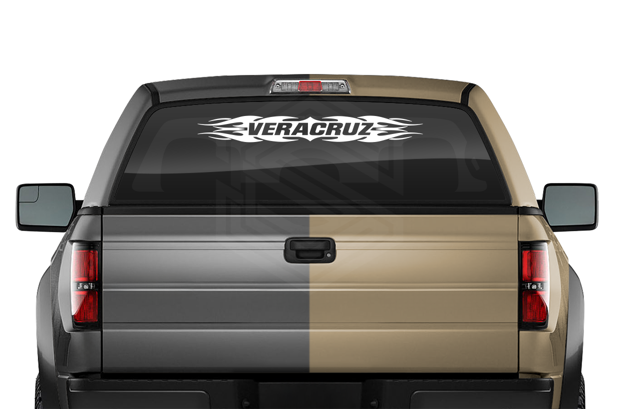#114 VERACRUZ VER Mexico Decal Sticker Windshield Window Vinyl Graphic Banner Decoration Tribal Flame Design 36"x4.25"+