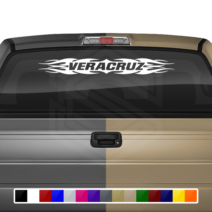 #114 VERACRUZ VER Mexico Decal Sticker Windshield Window Vinyl Graphic Banner Decoration Tribal Flame Design 36"x4.25"+