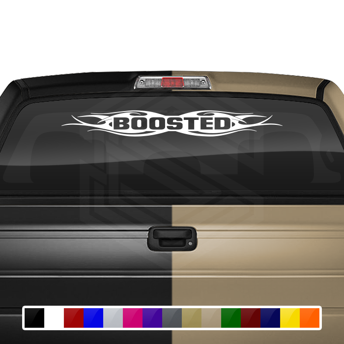 #115 BOOSTED Decal Sticker Windshield Window Vinyl Graphic Banner Decoration Tribal Flame Design 36"x4.25"+