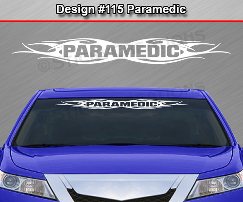 #115 PARAMEDIC Decal Sticker Windshield Window Vinyl Graphic Banner Decoration Tribal Flame Design 36"x4.25"+