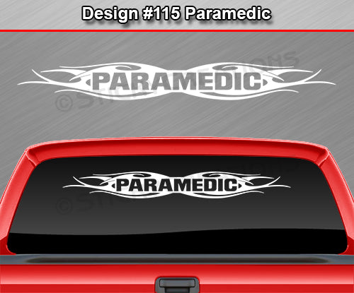#115 PARAMEDIC Decal Sticker Windshield Window Vinyl Graphic Banner Decoration Tribal Flame Design 36"x4.25"+