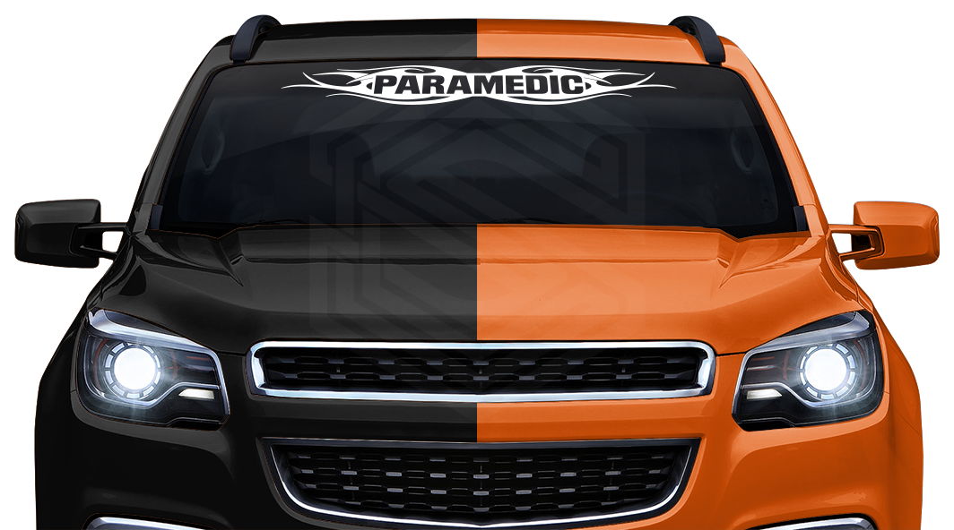 #115 PARAMEDIC Decal Sticker Windshield Window Vinyl Graphic Banner Decoration Tribal Flame Design 36"x4.25"+