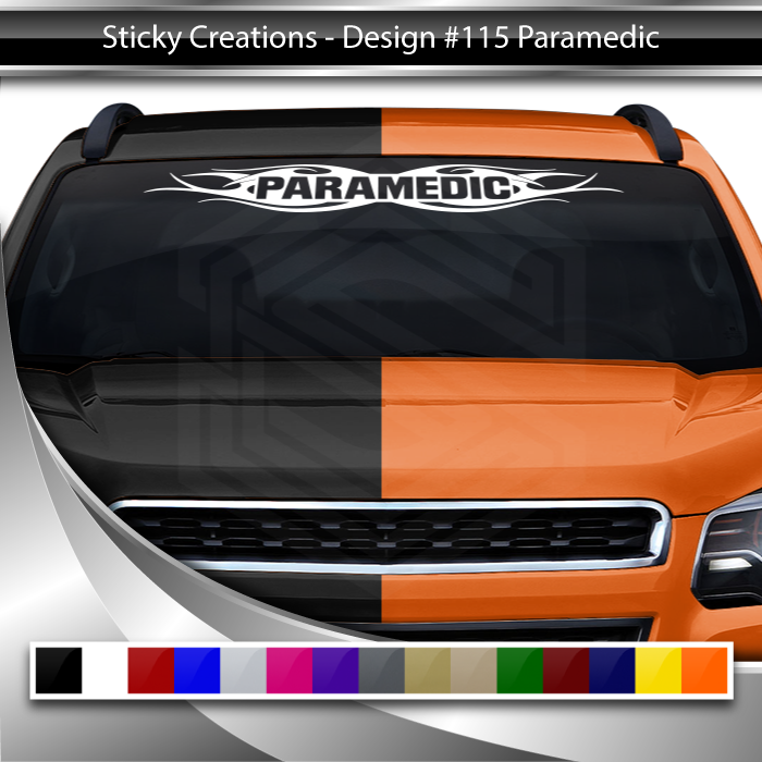 #115 PARAMEDIC Decal Sticker Windshield Window Vinyl Graphic Banner Decoration Tribal Flame Design 36"x4.25"+